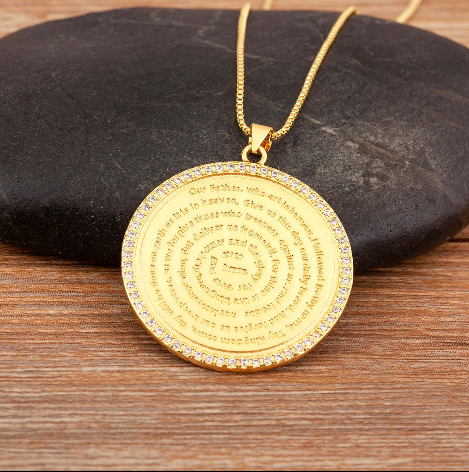 AIBEF S/L Relief Coin Pendant Necklace – Vintage Copper Medallion Design for Women & Men, Fashion Jewelry Gift