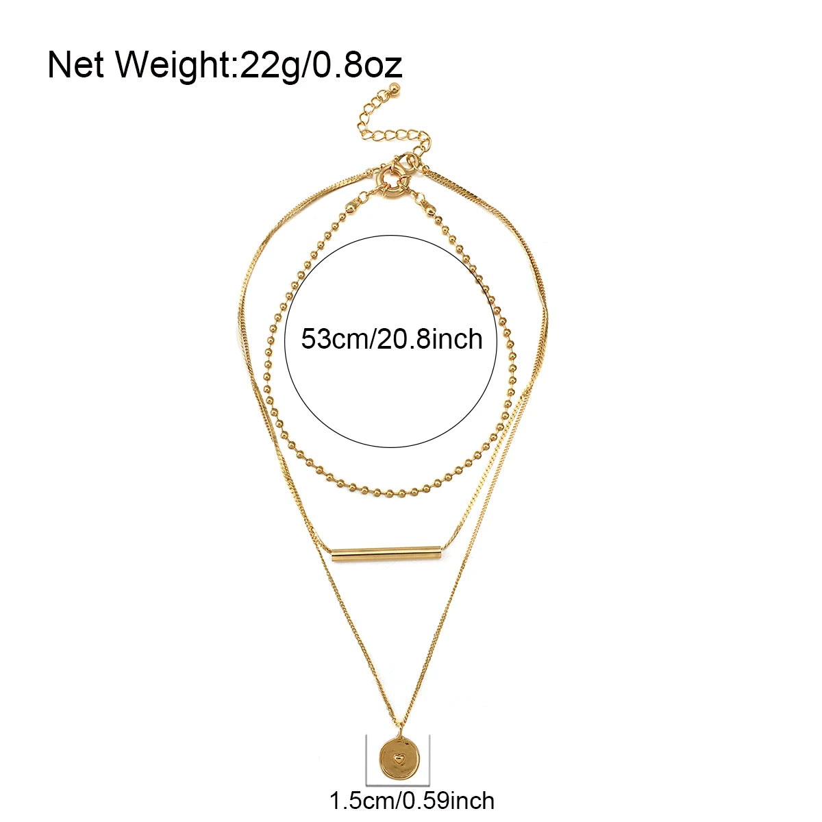 Flashbuy Gold Multilayer Chain Necklace for Women – Heart Charm Pendant Fashion Jewellery Gift