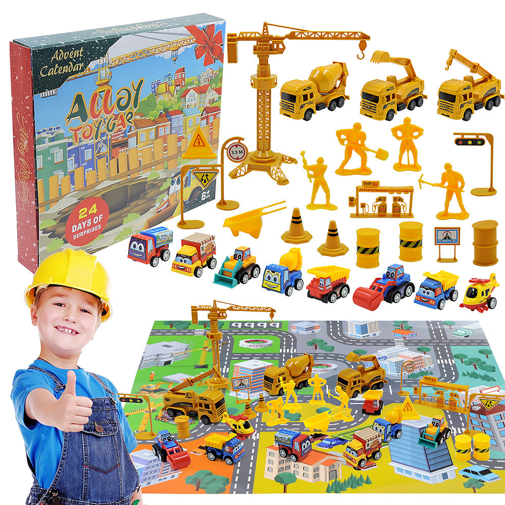 2025 Kids Christmas Advent Calendar – 24 Days of Fire Truck & Engineering Car Toys Gift Set