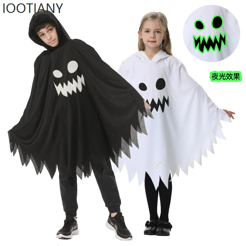 Kids Luminous Ghost Cape Costume – Halloween Party Fancy Dress for Boys & Girls