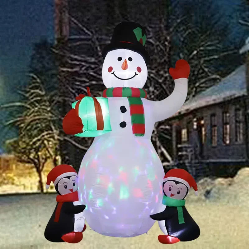 Christmas Inflatable Snowman & Penguin with LED Lights – Festive Indoor & Outdoor Decoration for Garden or Party Display