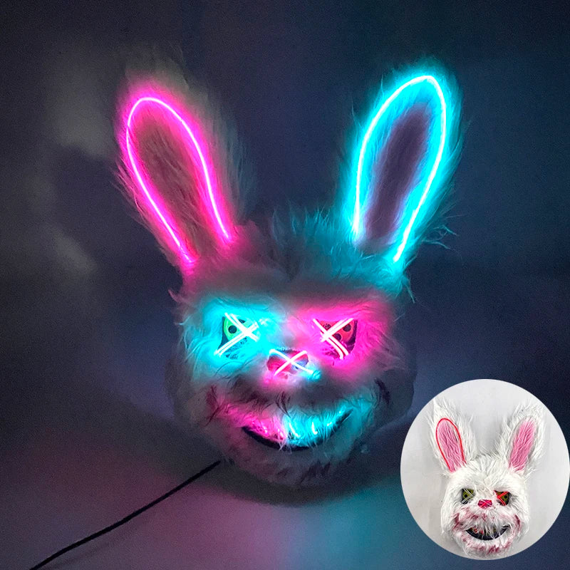 Scary Neon Light Mask – Killer Bear LED Cosplay for Halloween