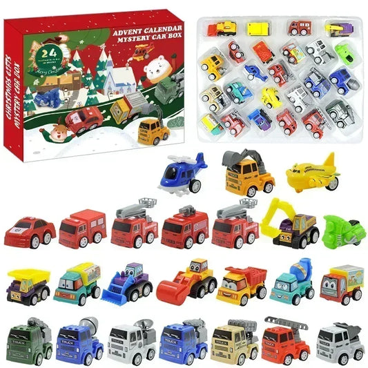 2025 Kids Christmas Advent Calendar – 24 Days of Fire Truck & Engineering Car Toys Gift Set