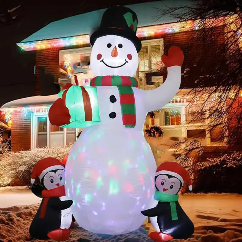 Christmas Inflatable Snowman & Penguin with LED Lights – Festive Indoor & Outdoor Decoration for Garden or Party Display