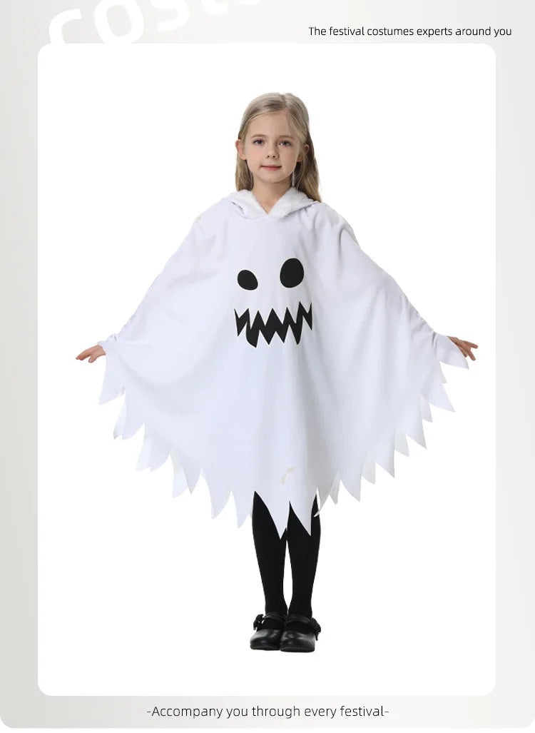 Kids Luminous Ghost Cape Costume – Halloween Party Fancy Dress for Boys & Girls