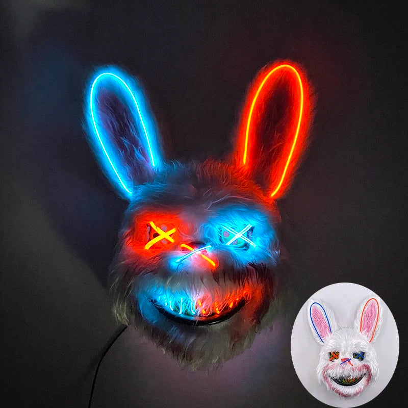 Scary Neon Light Mask – Killer Bear LED Cosplay for Halloween