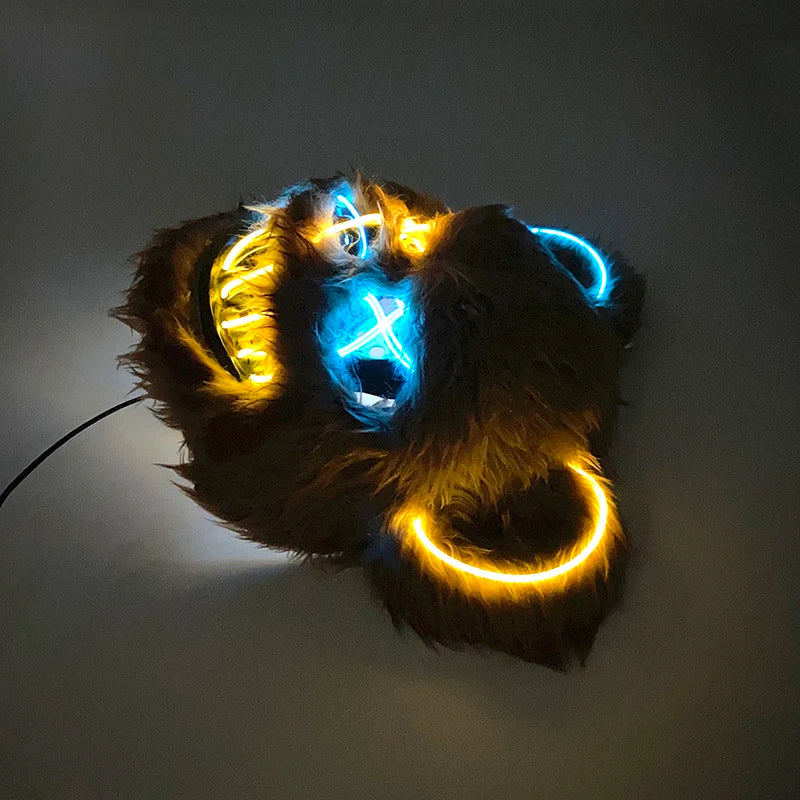 Scary Neon Light Mask – Killer Bear LED Cosplay for Halloween