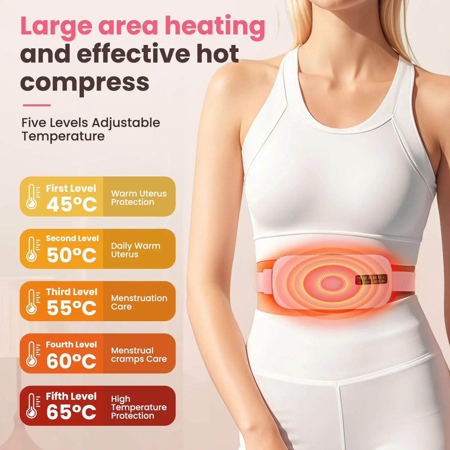 Electric Heated Waist Belt for Period Pain Relief – Adjustable Abdominal Heating Pad for Women