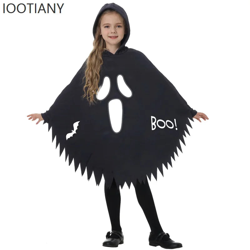 Kids Luminous Ghost Cape Costume – Halloween Party Fancy Dress for Boys & Girls