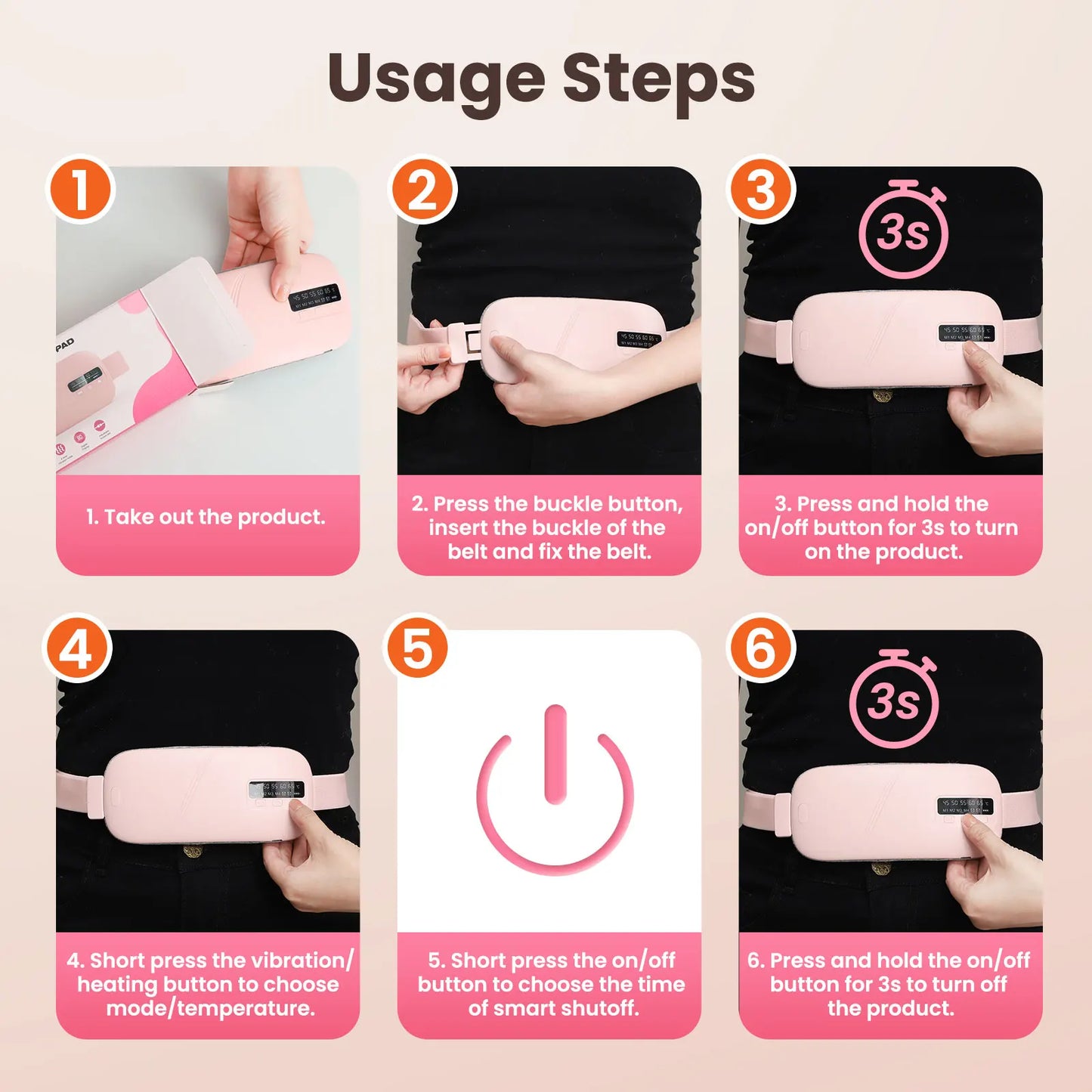 Electric Heated Waist Belt for Period Pain Relief – Adjustable Abdominal Heating Pad for Women