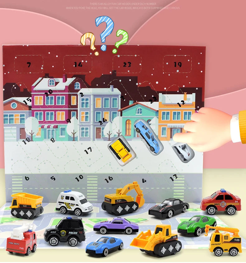 2025 Kids Christmas Advent Calendar – 24 Days of Fire Truck & Engineering Car Toys Gift Set