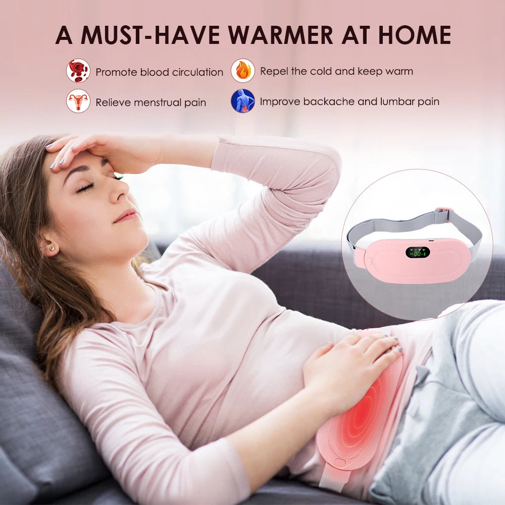 Electric Heated Waist Belt for Period Pain Relief – Adjustable Abdominal Heating Pad for Women