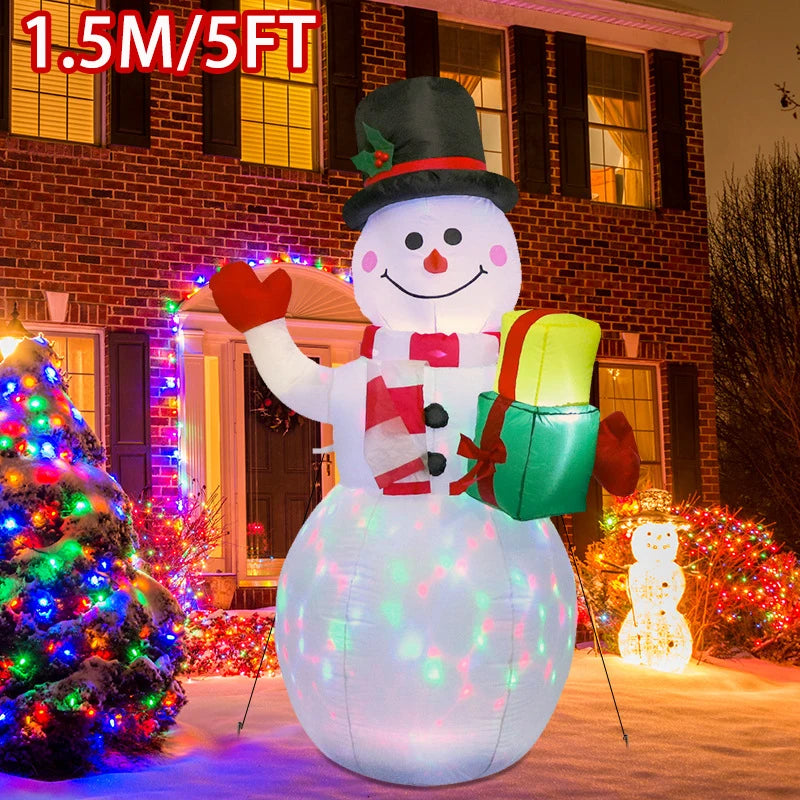 Christmas Inflatable Snowman & Penguin with LED Lights – Festive Indoor & Outdoor Decoration for Garden or Party Display