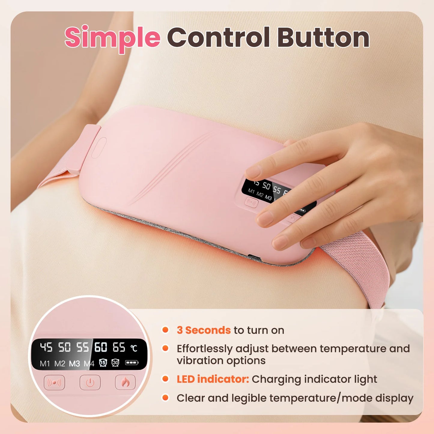 Electric Heated Waist Belt for Period Pain Relief – Adjustable Abdominal Heating Pad for Women