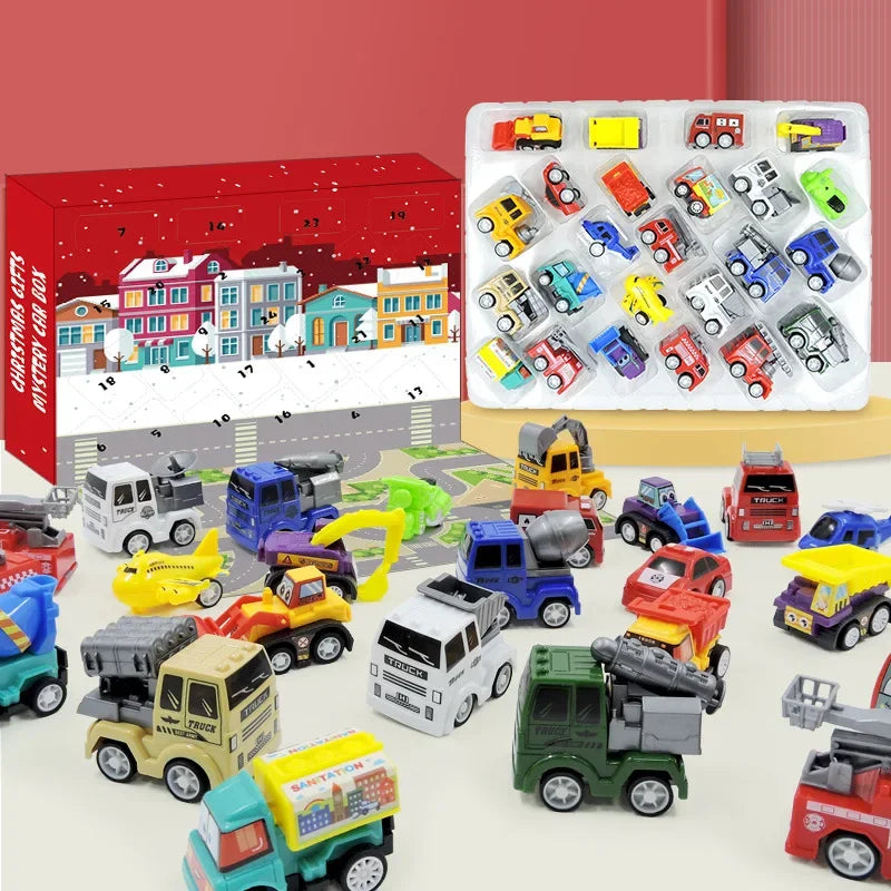 2025 Kids Christmas Advent Calendar – 24 Days of Fire Truck & Engineering Car Toys Gift Set