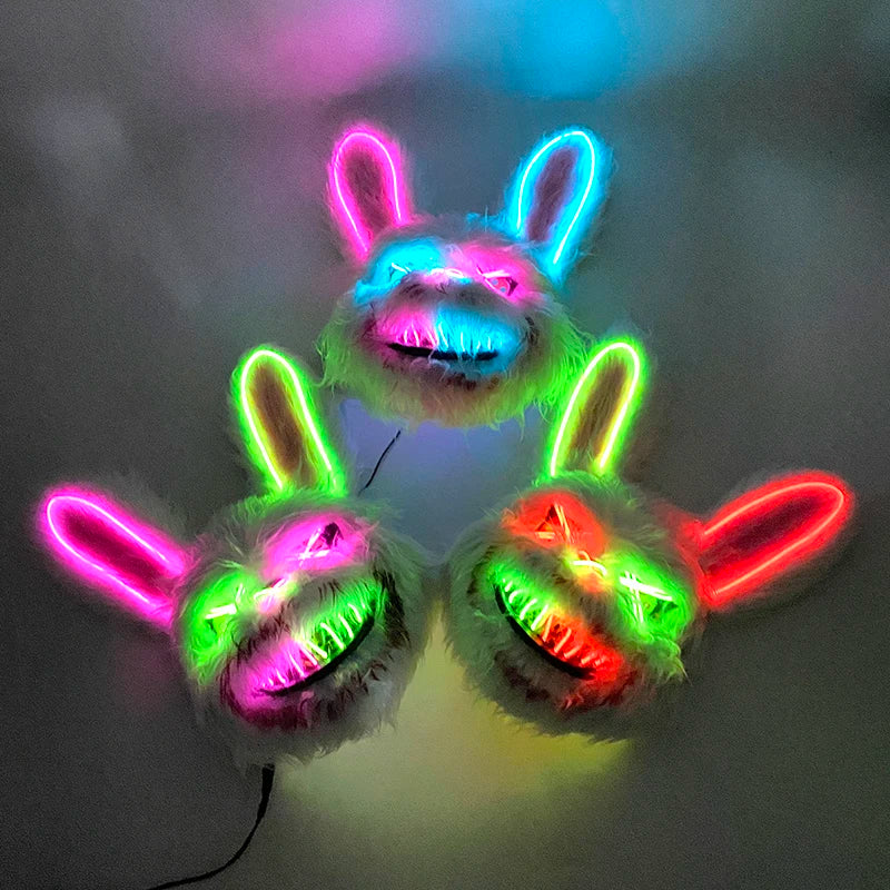 Scary Neon Light Mask – Killer Bear LED Cosplay for Halloween