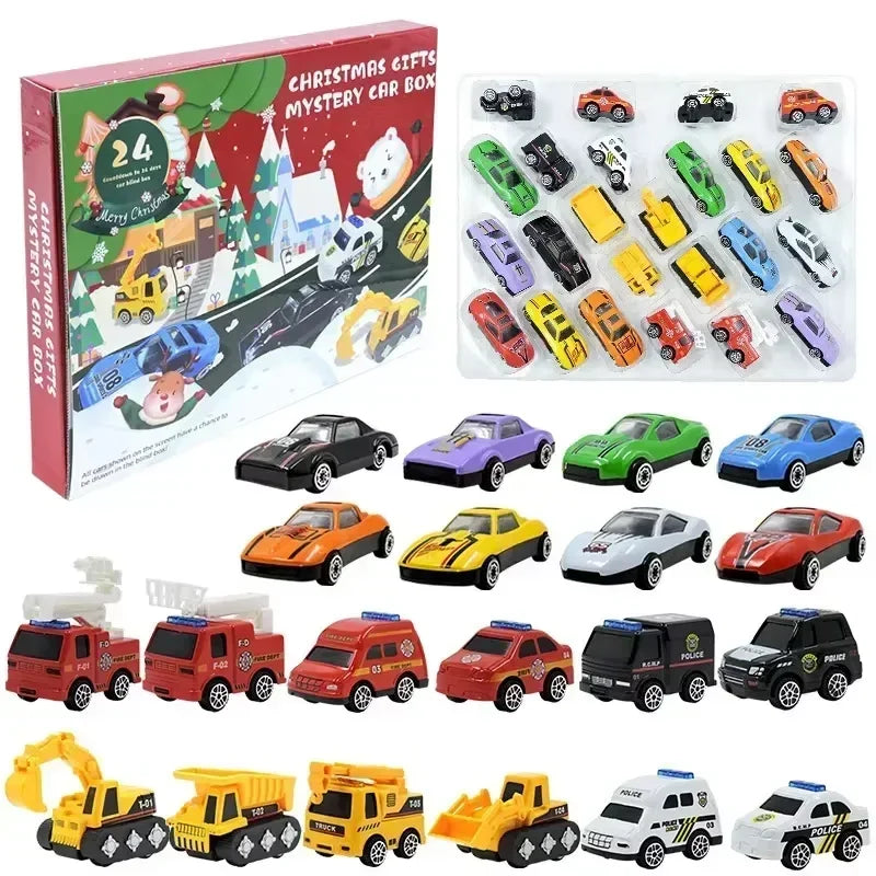 2025 Kids Christmas Advent Calendar – 24 Days of Fire Truck & Engineering Car Toys Gift Set