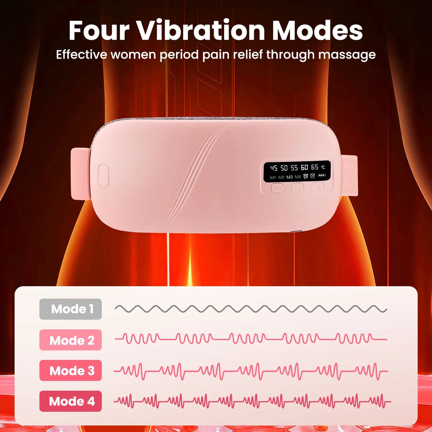 Electric Heated Waist Belt for Period Pain Relief – Adjustable Abdominal Heating Pad for Women