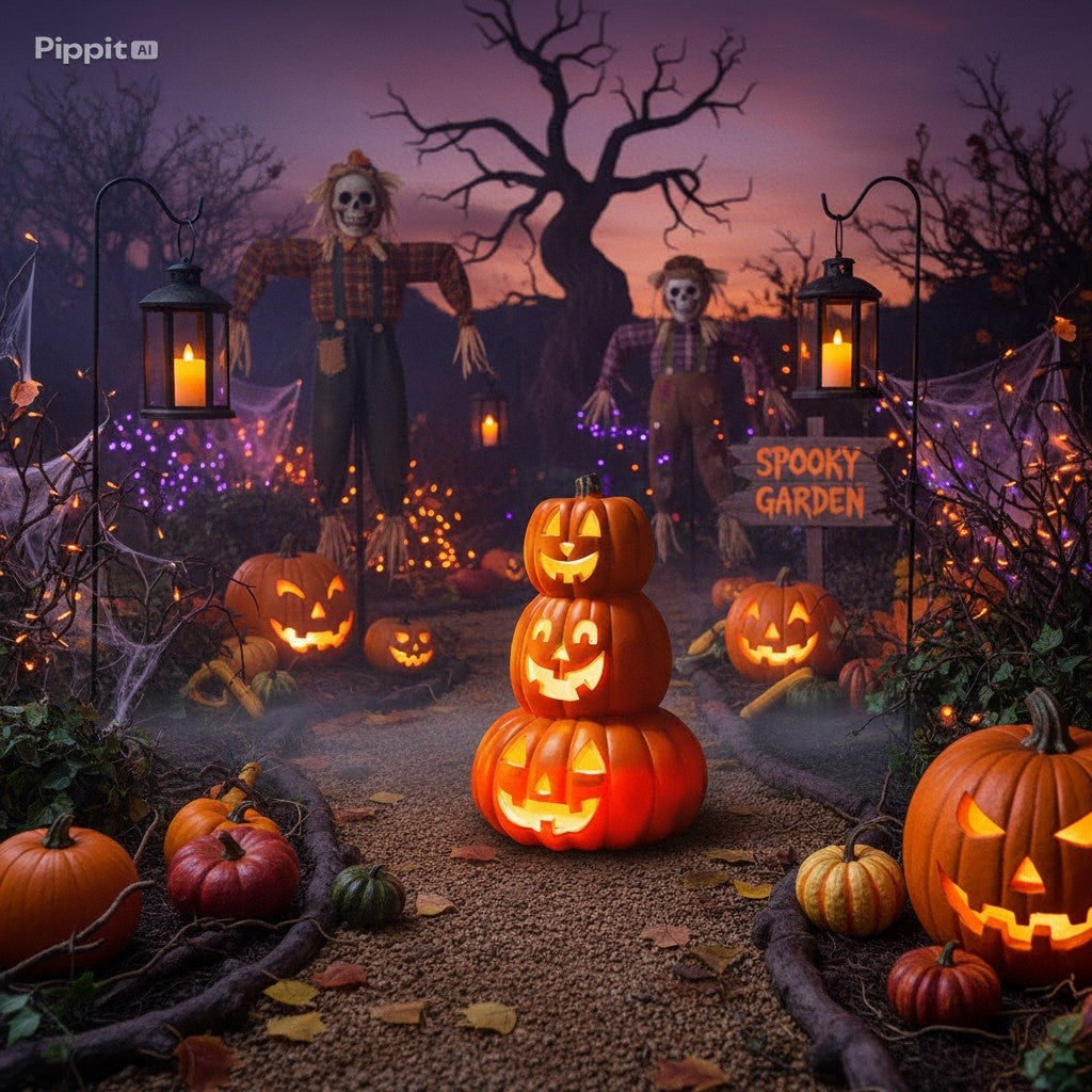 Halloween LED Pumpkin Lantern – Spooky Jack-O’Lantern Ghost Lights for Home, Garden & Party Décor