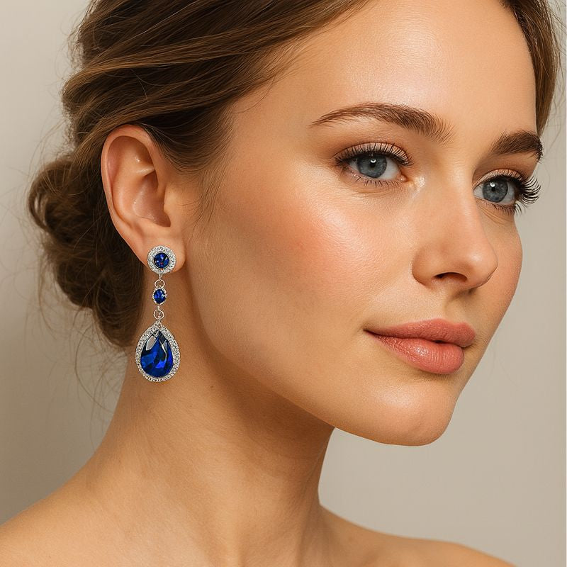 Luxury Water Droplet Dangle Earrings with Sparkling CZ Crystal – Elegant Long Earrings for Women