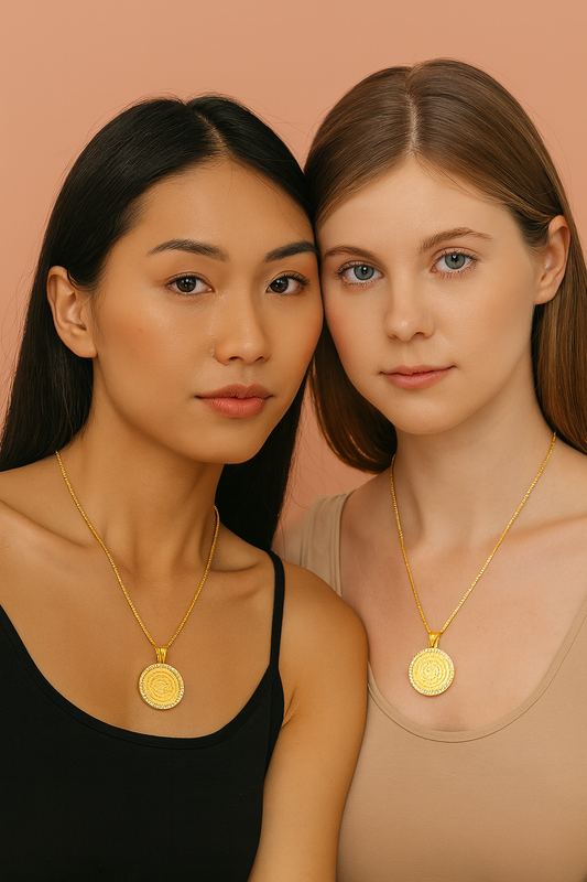 AIBEF S/L Relief Coin Pendant Necklace – Vintage Copper Medallion Design for Women & Men, Fashion Jewelry Gift