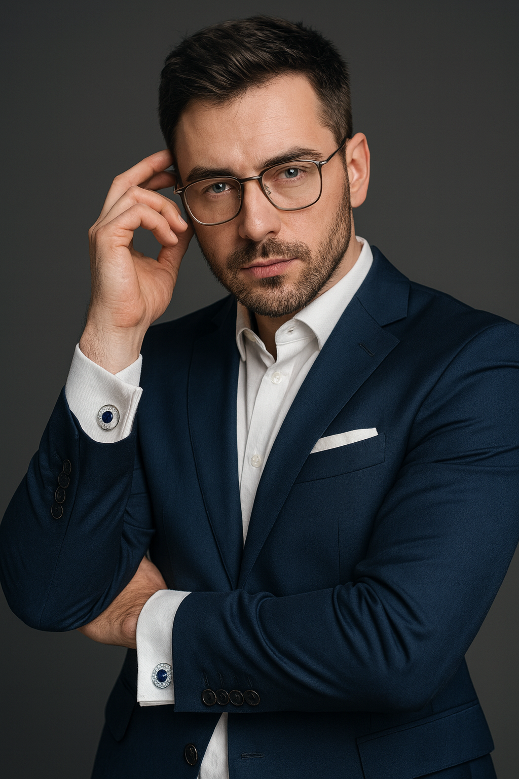 Crystal Cufflinks for Men – Luxury French Shirt Cufflinks for Wedding & Formal Suits