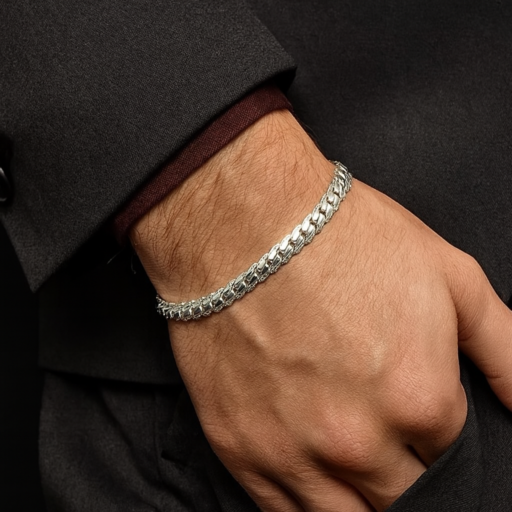 925 Sterling Silver Bracelet 6mm 18cm Flat Side Chain Lobster Clasp For Woman Man Wedding Engagement Jewelry Silver Bracelet