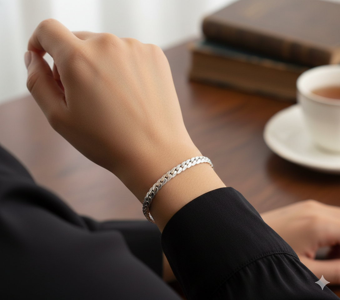 925 Sterling Silver Bracelet 6mm 18cm Flat Side Chain Lobster Clasp For Woman Man Wedding Engagement Jewelry Silver Bracelet