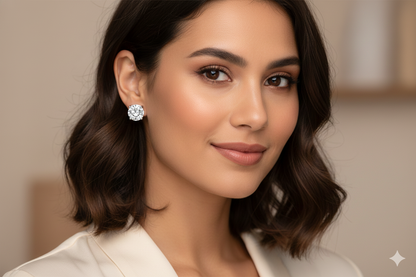 DOTEFFIL 2 Carat Moissanite Stud Earrings for Women – 925 Sterling Silver D Colour 8mm Wedding Jewellery