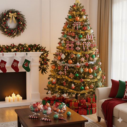 Christmas Candy Cane & Peppermint Baubles Set – Festive Hanging Ornaments for Tree & Holiday Décor