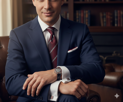 Eco-Friendly Carbon Fiber & Mahogany Square Cufflinks – Laser Lattice Pattern French Shirt Accessories for Men