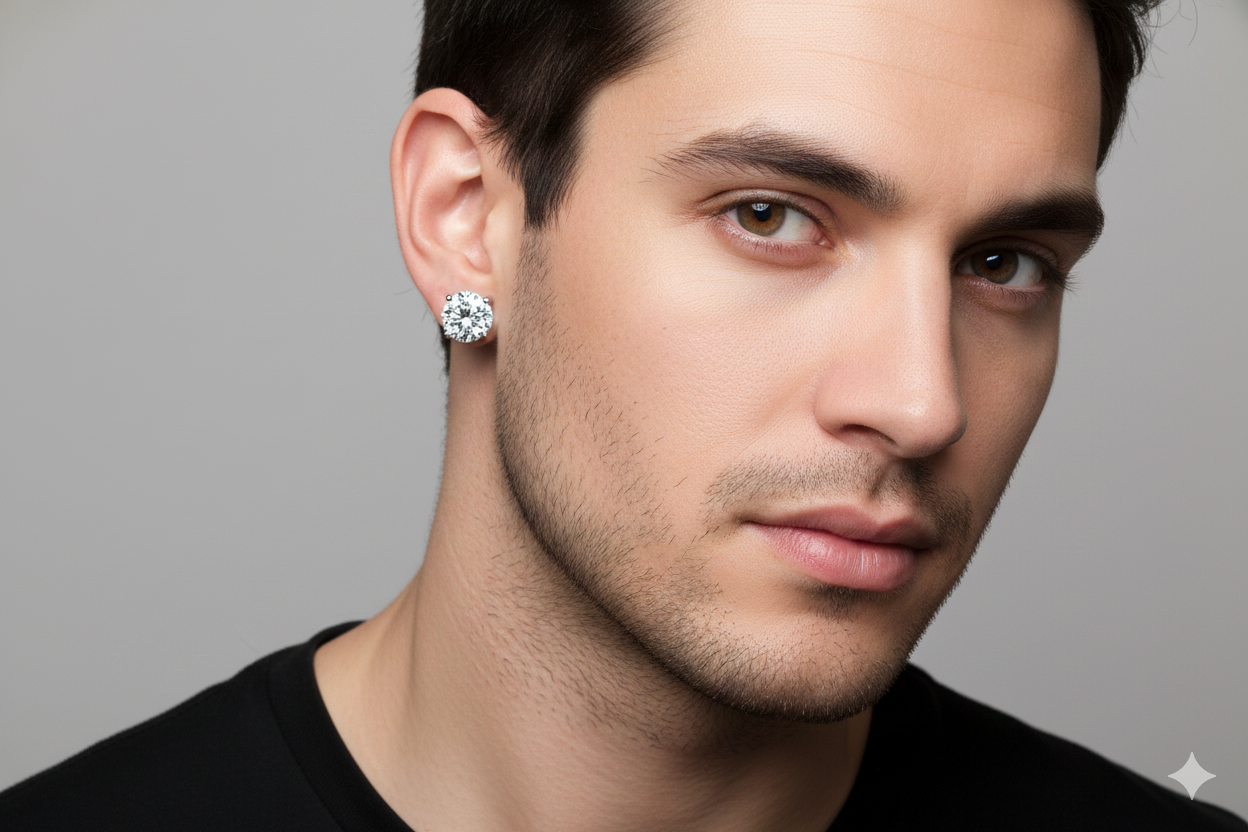 DOTEFFIL 2 Carat Moissanite Stud Earrings for Women – 925 Sterling Silver D Colour 8mm Wedding Jewellery