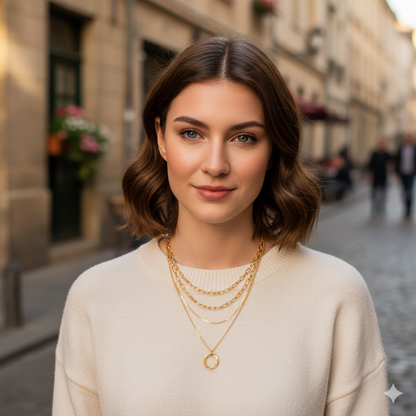 Multilayer Pendant Necklace for Women – Vintage Alloy Circle Star Charm Layered Choker Jewellery