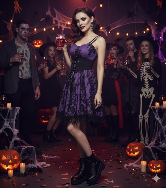 Gothic Floral Lace Corset Cami Dress – Women’s Vintage Mesh Overlay 2025 Fashion