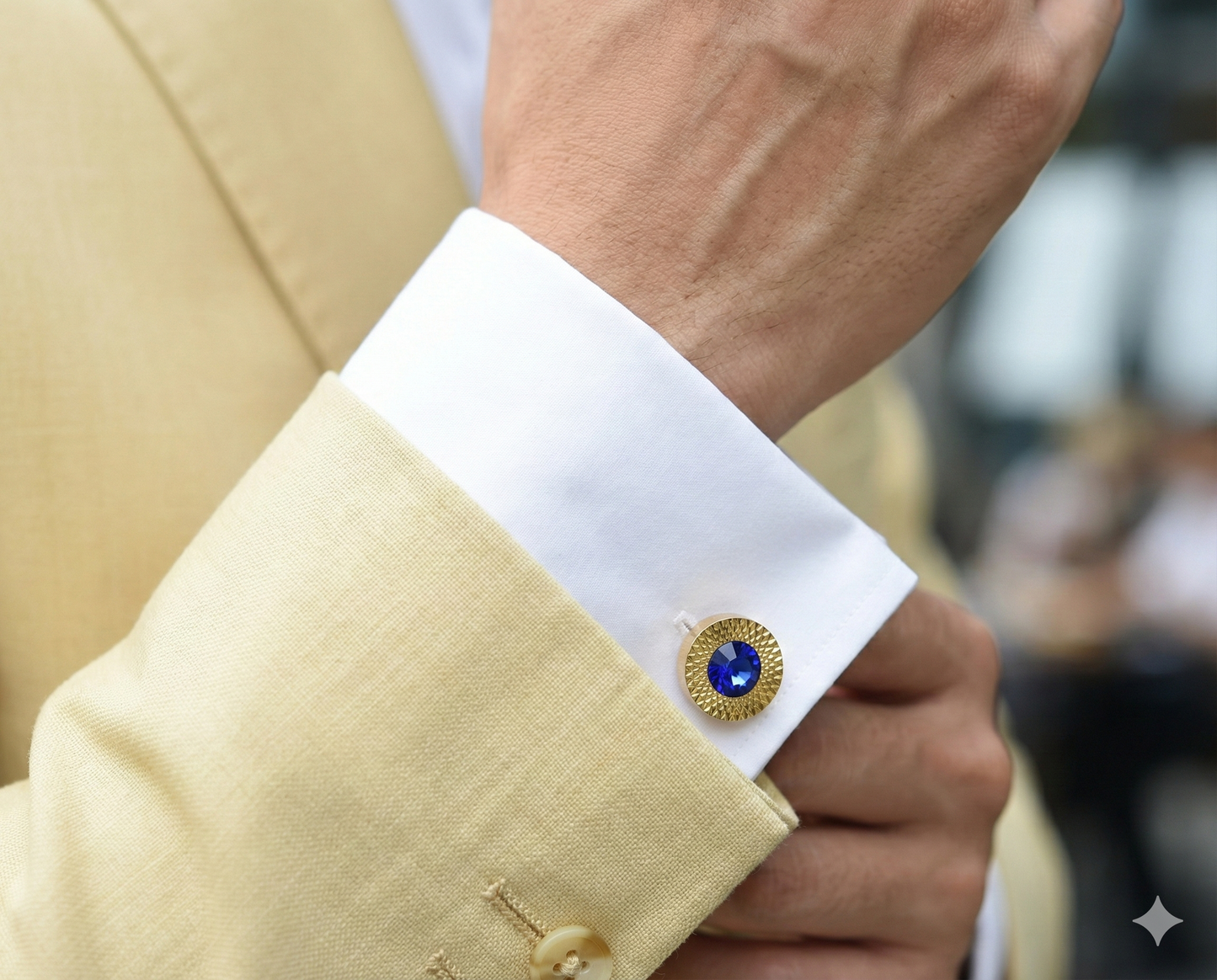 Crystal Cufflinks for Men – Luxury French Shirt Cufflinks for Wedding & Formal Suits