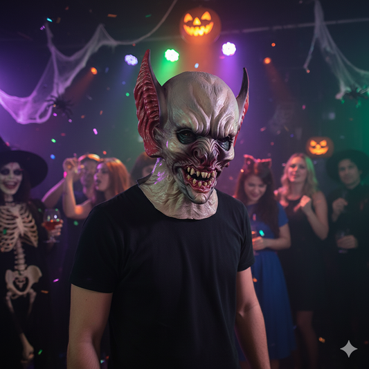 Haunted House Horror Mask with Long Ears & Teeth – Halloween Cosplay Party Prop