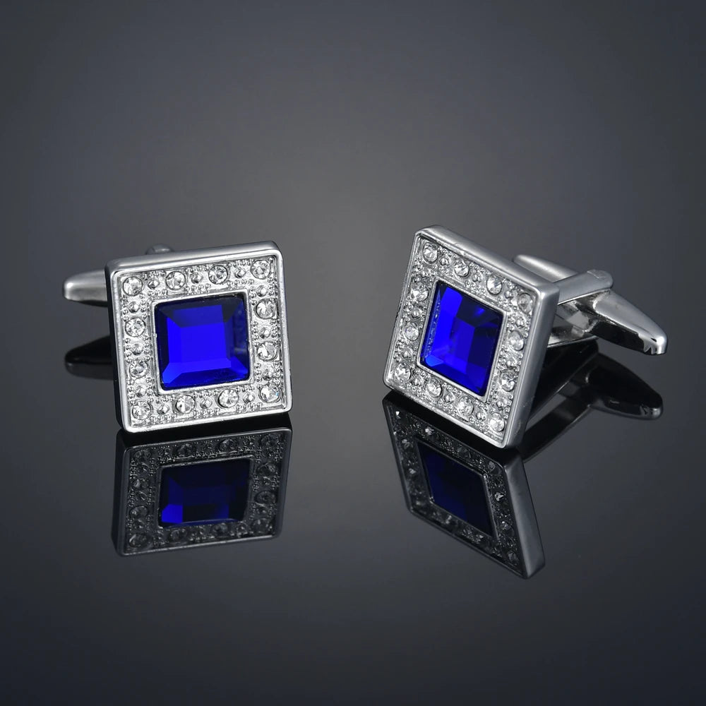 Crystal Cufflinks for Men – Luxury French Shirt Cufflinks for Wedding & Formal Suits