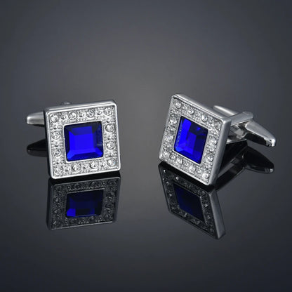 Crystal Cufflinks for Men – Luxury French Shirt Cufflinks for Wedding & Formal Suits