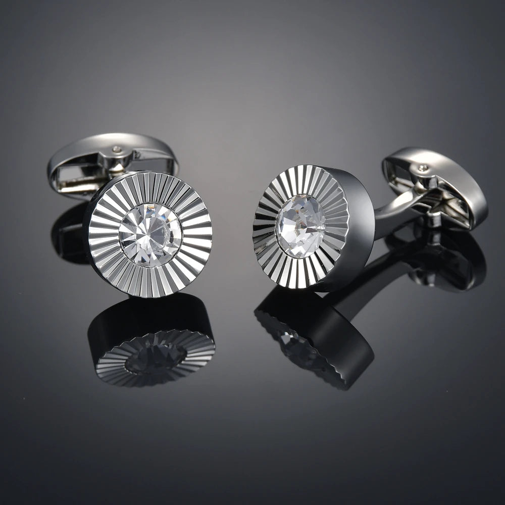 Crystal Cufflinks for Men – Luxury French Shirt Cufflinks for Wedding & Formal Suits