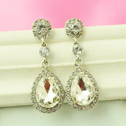 Luxury Water Droplet Dangle Earrings with Sparkling CZ Crystal – Elegant Long Earrings for Women