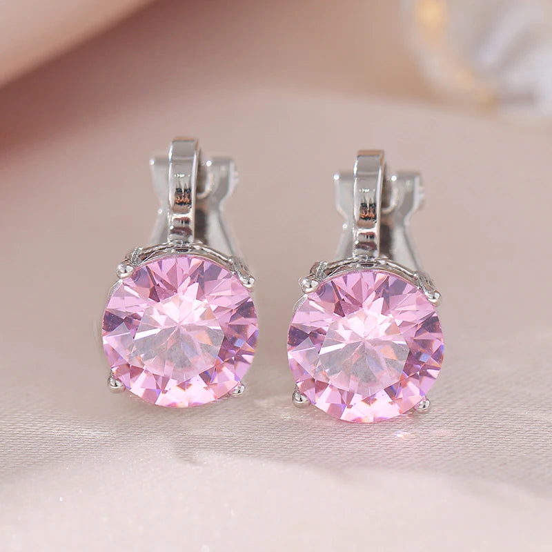 Classic AAA Cubic Zirconia Stud Earrings for Women – White Gold Plated Round Crystal Fashion Jewellery