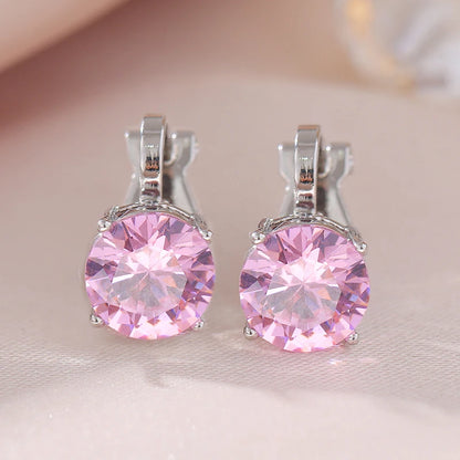 Classic AAA Cubic Zirconia Stud Earrings for Women – White Gold Plated Round Crystal Fashion Jewellery