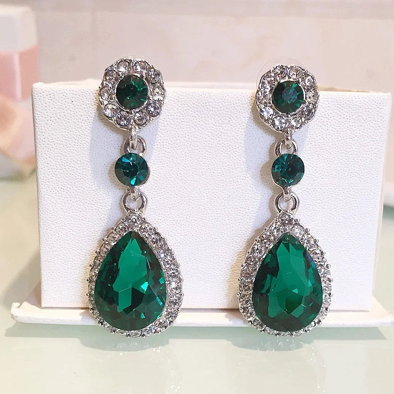 Luxury Water Droplet Dangle Earrings with Sparkling CZ Crystal – Elegant Long Earrings for Women