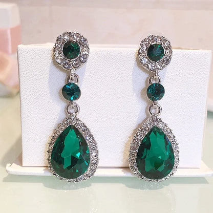 Luxury Water Droplet Dangle Earrings with Sparkling CZ Crystal – Elegant Long Earrings for Women