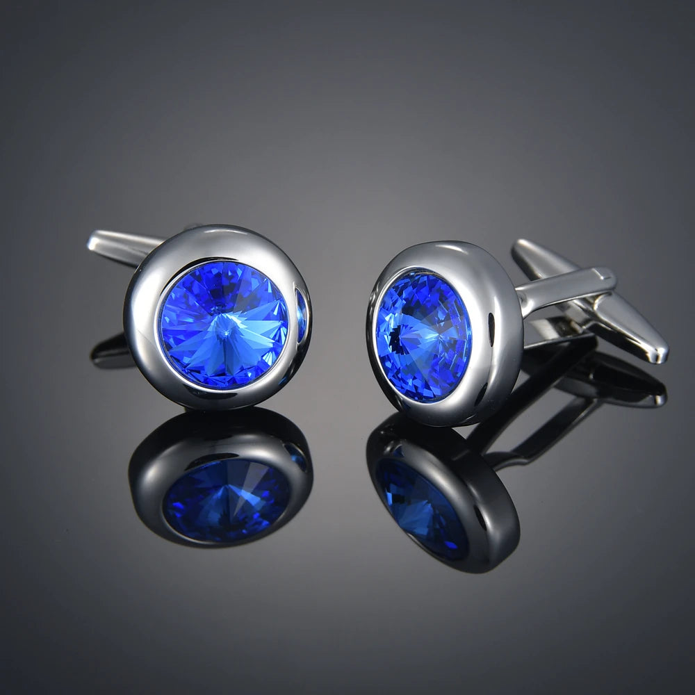 Crystal Cufflinks for Men – Luxury French Shirt Cufflinks for Wedding & Formal Suits
