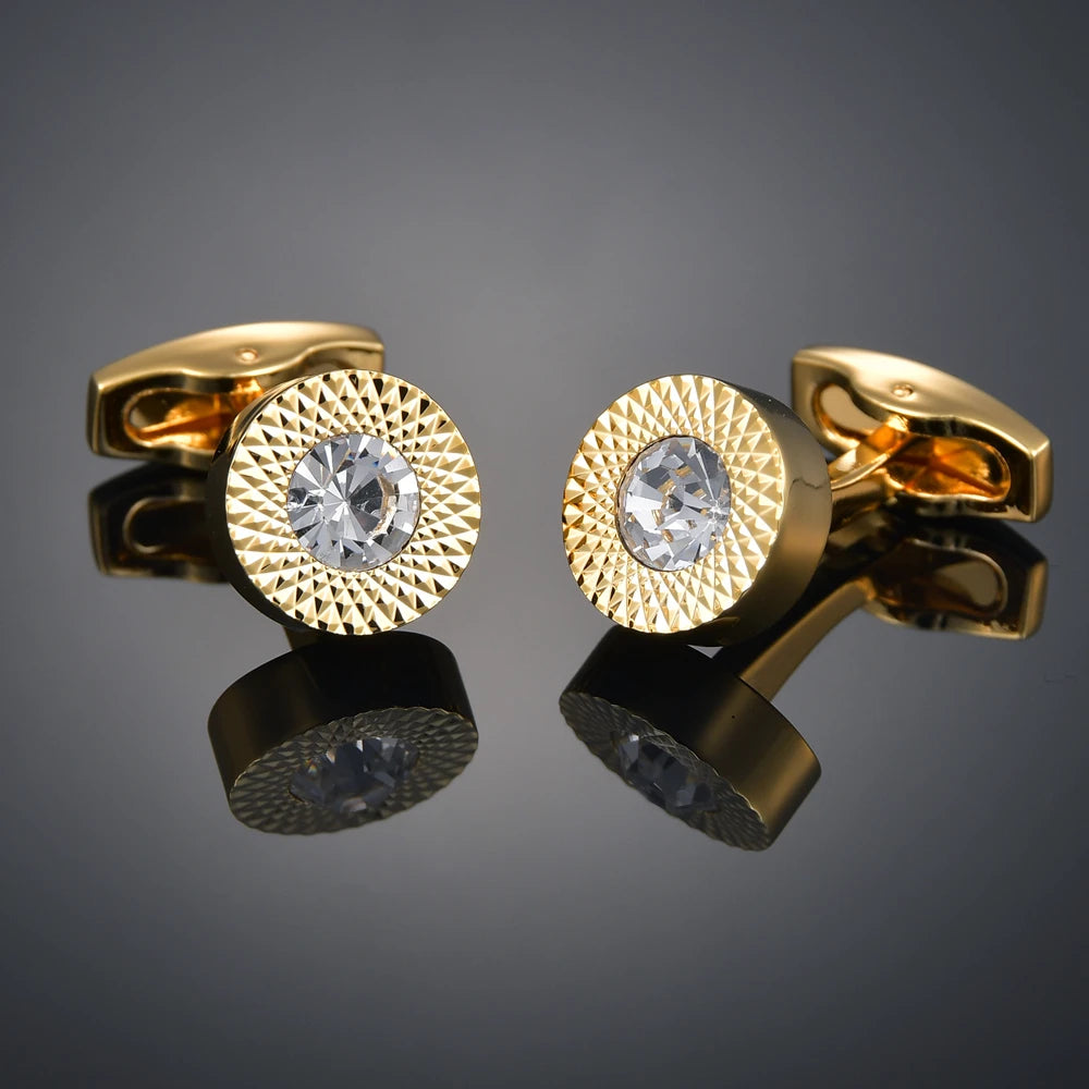 Crystal Cufflinks for Men – Luxury French Shirt Cufflinks for Wedding & Formal Suits