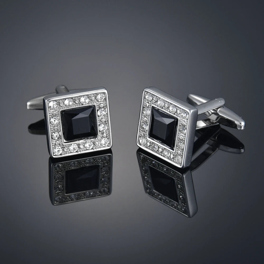 Crystal Cufflinks for Men – Luxury French Shirt Cufflinks for Wedding & Formal Suits