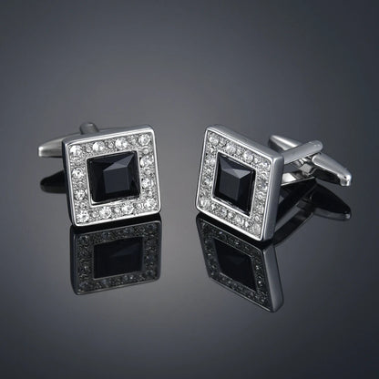 Crystal Cufflinks for Men – Luxury French Shirt Cufflinks for Wedding & Formal Suits