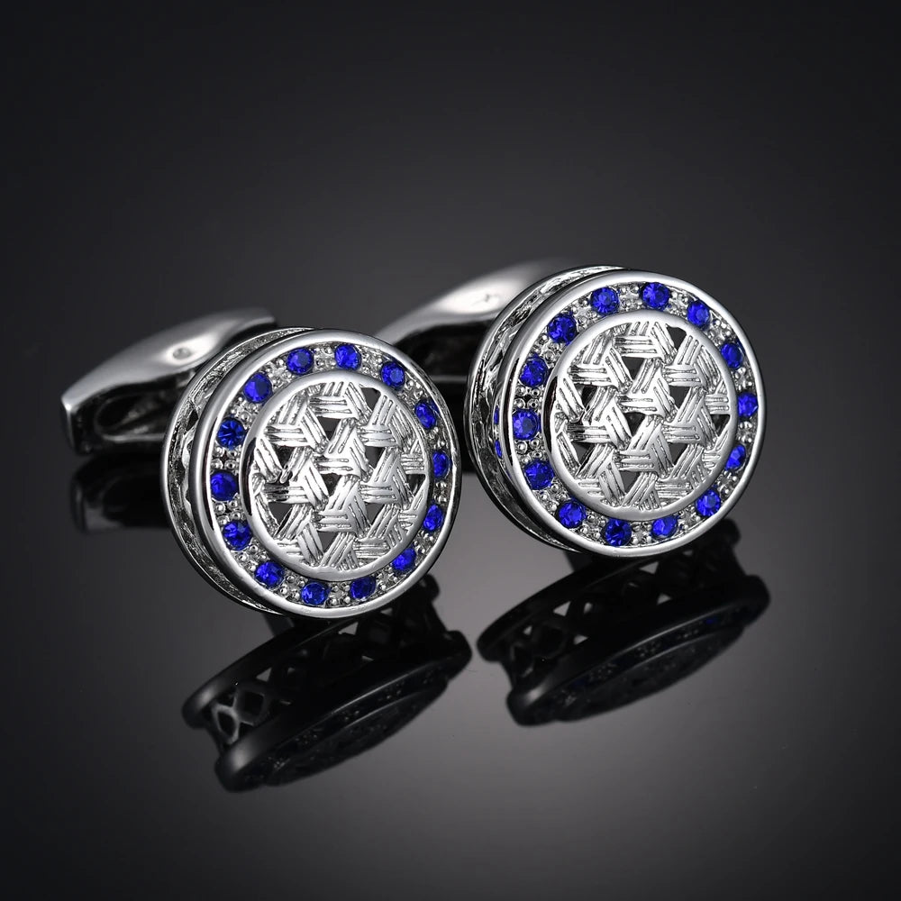 Crystal Cufflinks for Men – Luxury French Shirt Cufflinks for Wedding & Formal Suits
