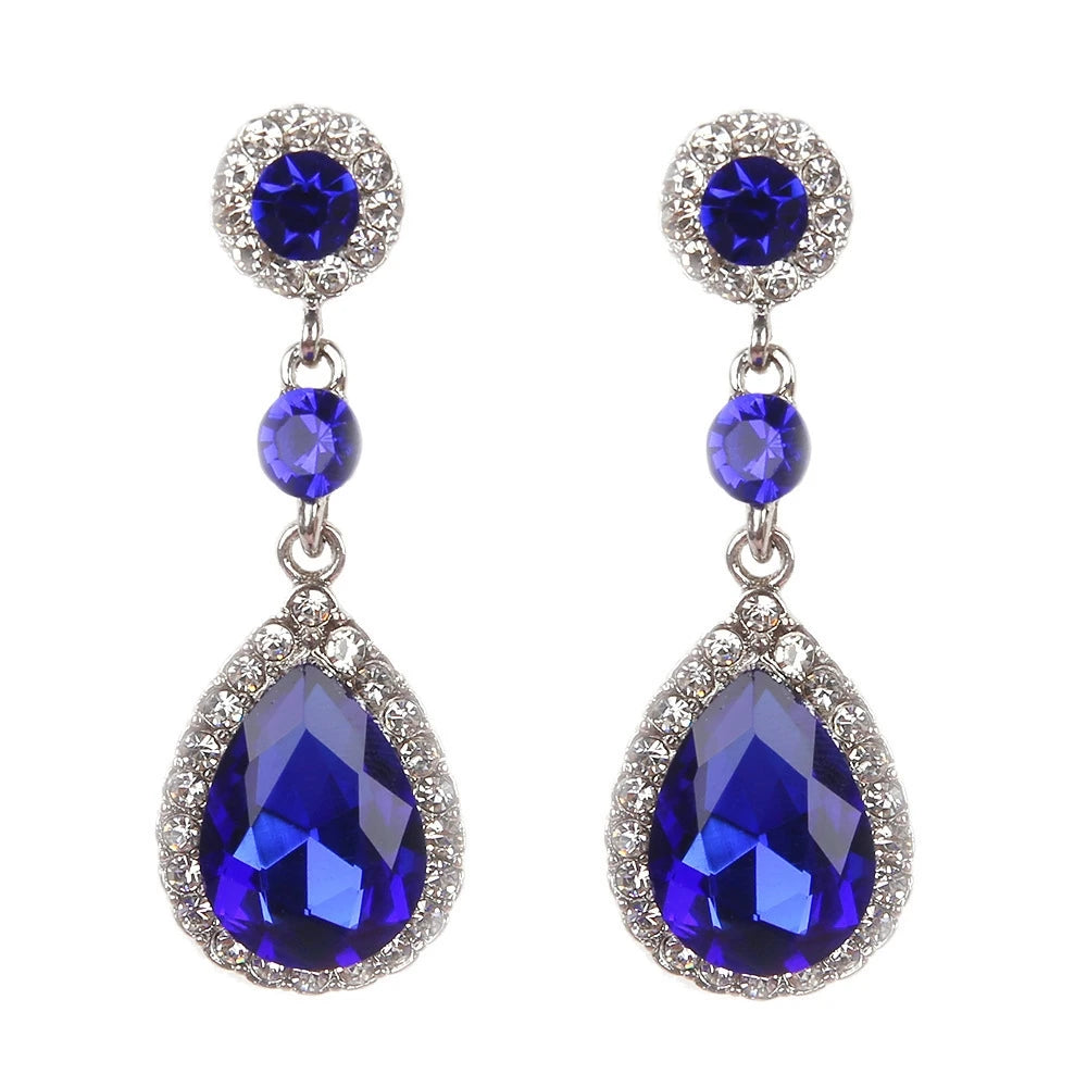 Luxury Water Droplet Dangle Earrings with Sparkling CZ Crystal – Elegant Long Earrings for Women